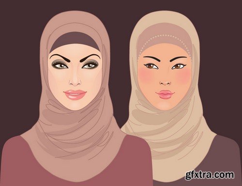 Stock Vectors - Muslim woman 2, 25xEPS