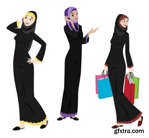 Stock Vectors - Muslim woman 2, 25xEPS