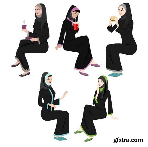 Stock Vectors - Muslim woman 2, 25xEPS