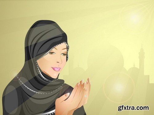 Stock Vectors - Muslim woman 2, 25xEPS