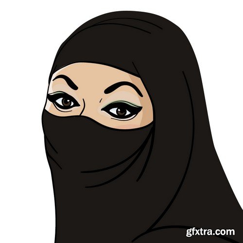 Stock Vectors - Muslim woman 2, 25xEPS