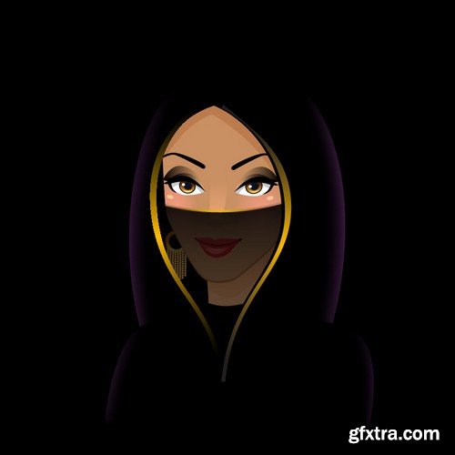 Stock Vectors - Muslim woman 2, 25xEPS