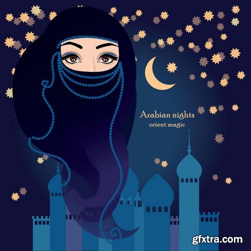 Stock Vectors - Muslim woman 2, 25xEPS