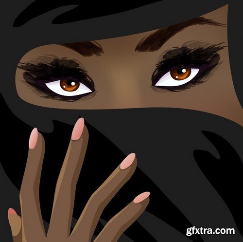 Stock Vectors - Muslim woman 2, 25xEPS