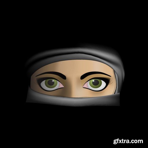 Stock Vectors - Muslim woman 2, 25xEPS