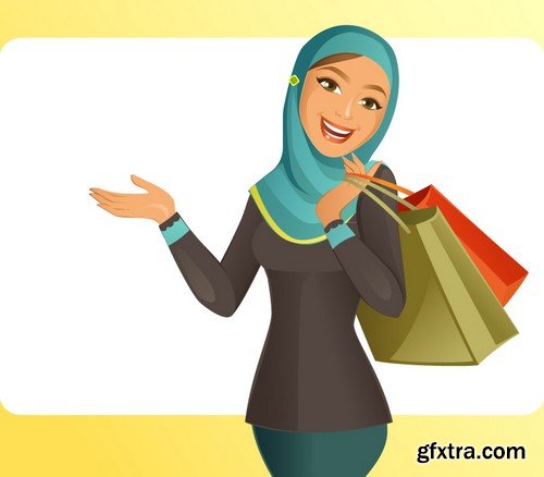 Stock Vectors - Muslim woman 2, 25xEPS