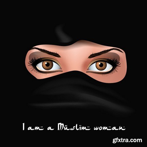 Stock Vectors - Muslim woman 2, 25xEPS