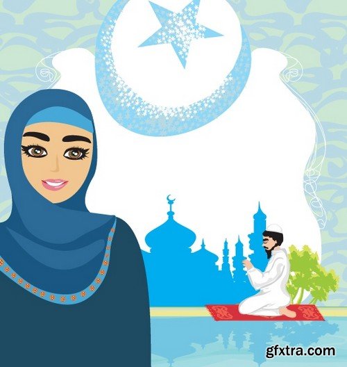 Stock Vectors - Muslim woman 2, 25xEPS