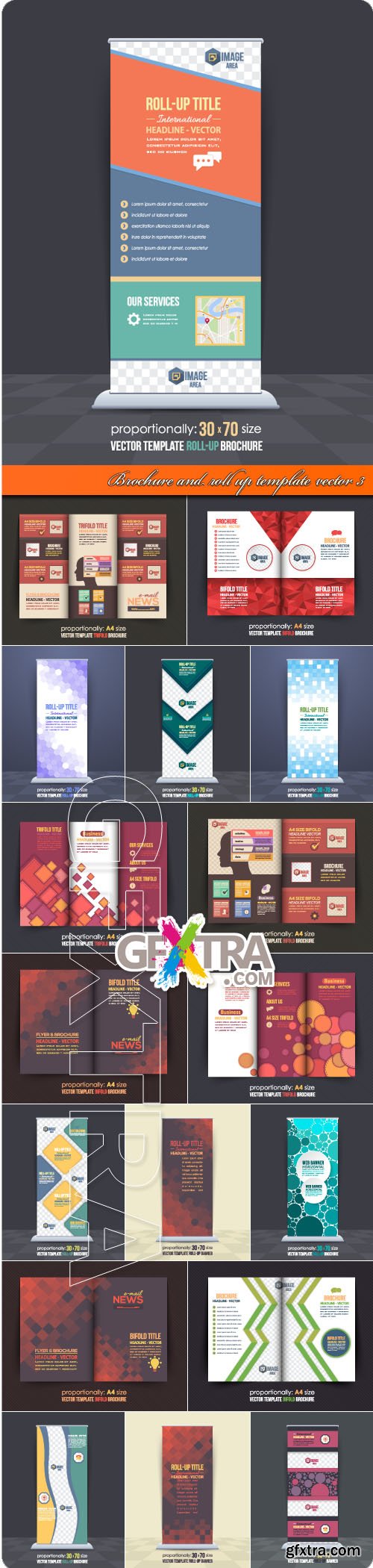 Brochure and roll up template vector 3