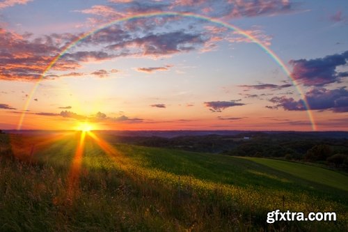 Collection of beautiful rainbow on a different landscape forest glade grass river lake 25 HQ Jpeg