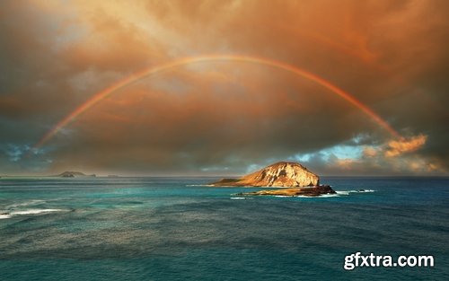 Collection of beautiful rainbow on a different landscape forest glade grass river lake 25 HQ Jpeg