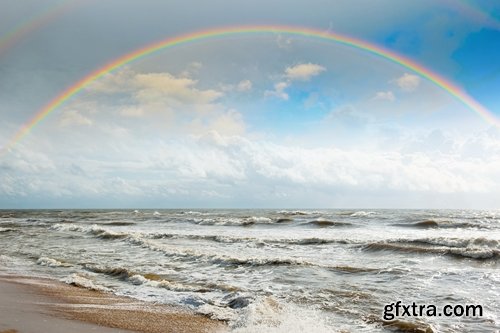 Collection of beautiful rainbow on a different landscape forest glade grass river lake 25 HQ Jpeg