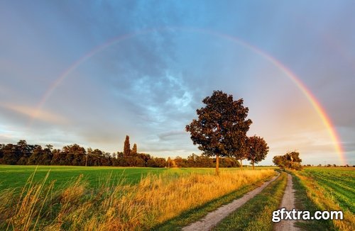 Collection of beautiful rainbow on a different landscape forest glade grass river lake 25 HQ Jpeg