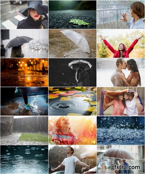 Collection rainy day rain umbrella people in the rain water on the asphalt 25 HQ Jpeg