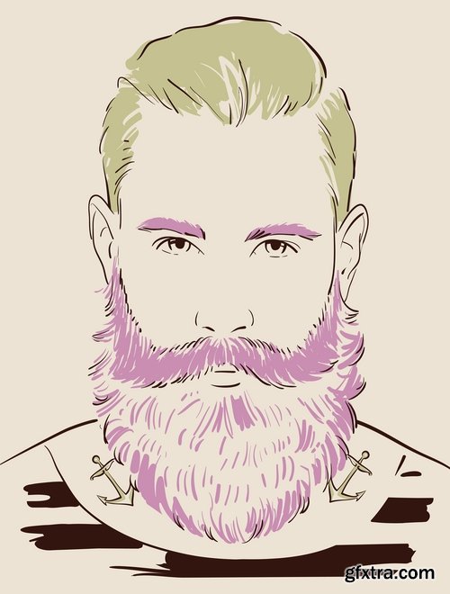 Collection of vector image of human face with different facial expressions hipster style 25 Eps