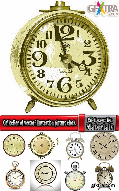 Collection of vector illustration picture clock dial timer stopwatch 25 Eps