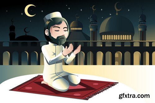 Stock Vectors - Muslim man, 25xEPS