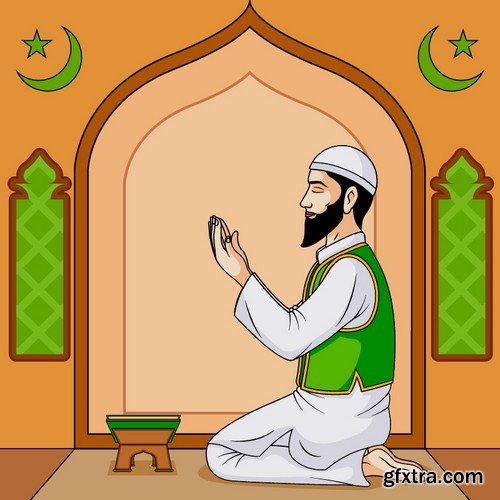 Stock Vectors - Muslim man, 25xEPS