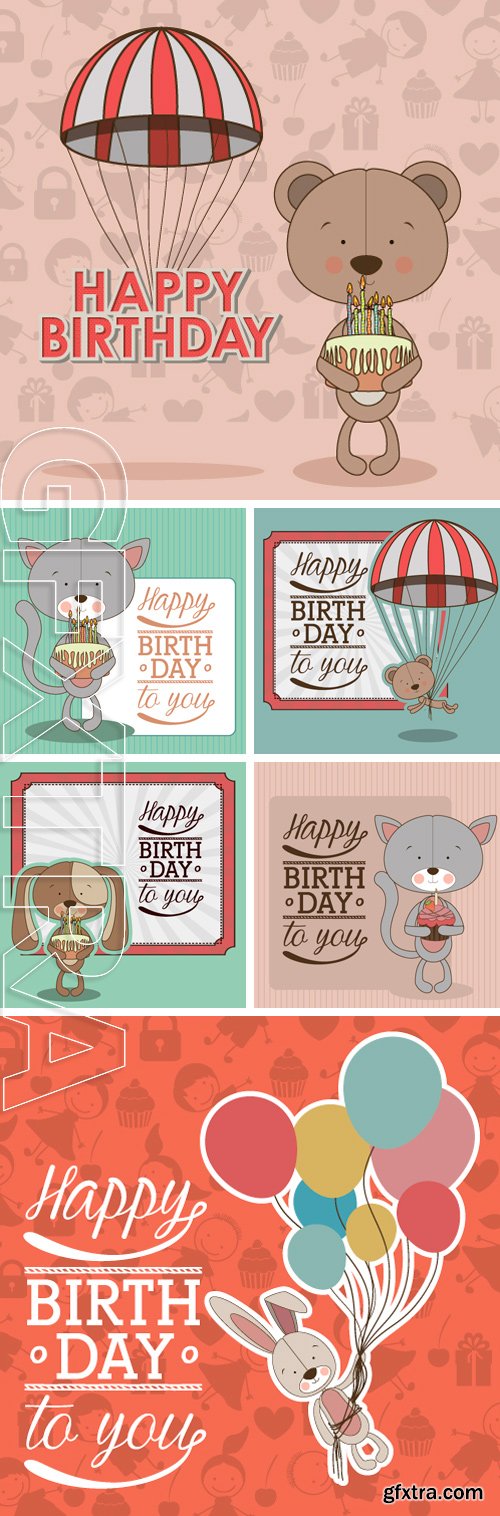 Stock Vectors - Happy birthday design over pastel colors background, vector illustration