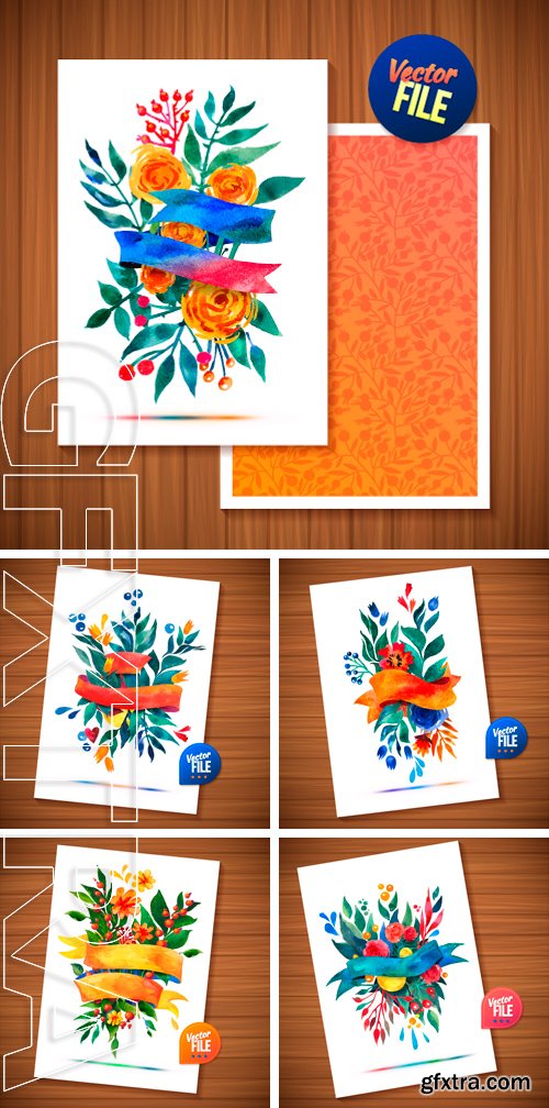 Stock Vectors - Greeting Floral Vector Watercolor Card