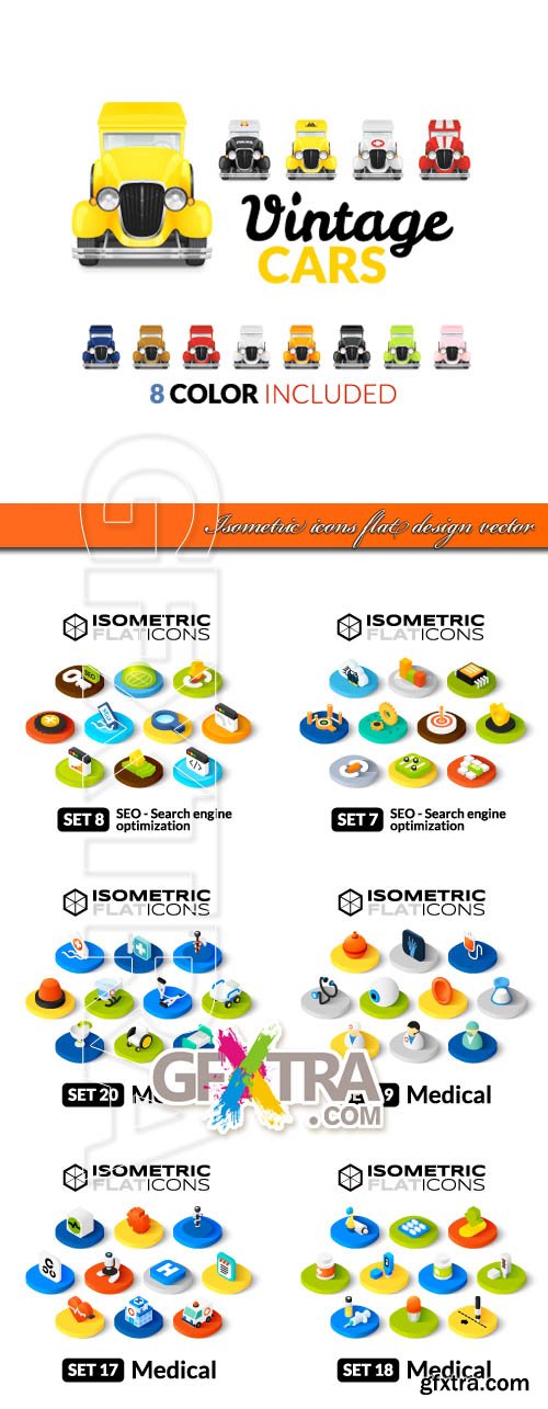 Isometric icons flat design vector