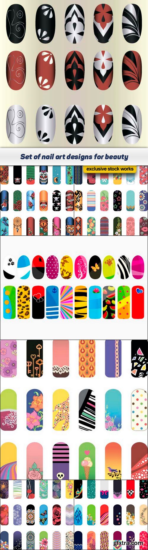 Set of nail art designs for beauty 7x EPS