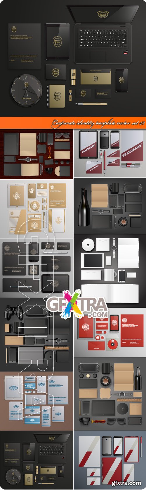 Corporate identity template vector set 42