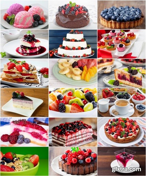 Collection of delicious pies fruit cake strawberry raspberry blackberry 25 HQ Jpeg