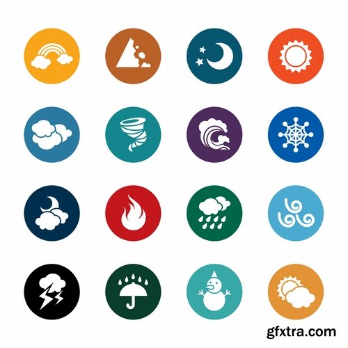 Collection of vector icons picture weather wind rain sun fog humidity 25 Eps