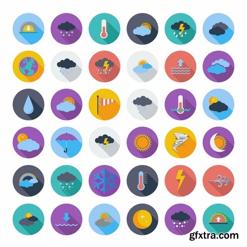 Collection of vector icons picture weather wind rain sun fog humidity 25 Eps