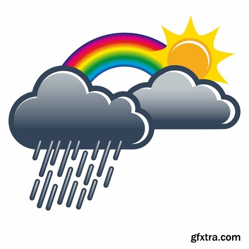 Collection of vector icons picture weather wind rain sun fog humidity 25 Eps