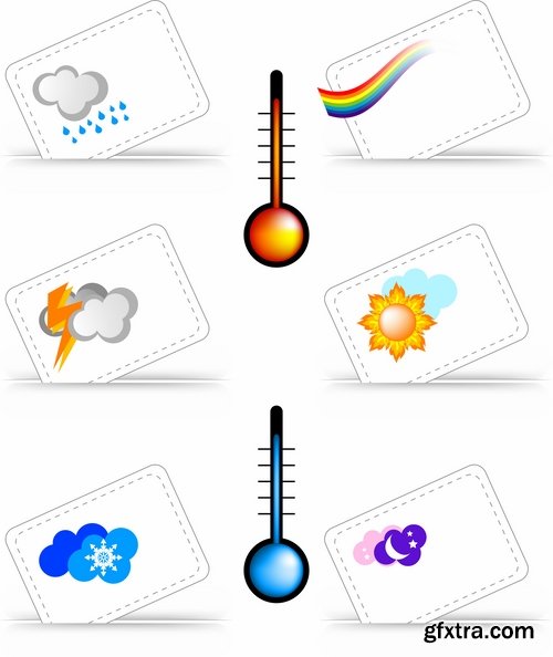 Collection of vector icons picture weather wind rain sun fog humidity 25 Eps