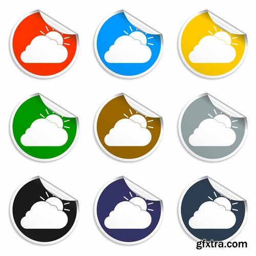 Collection of vector icons picture weather wind rain sun fog humidity 25 Eps