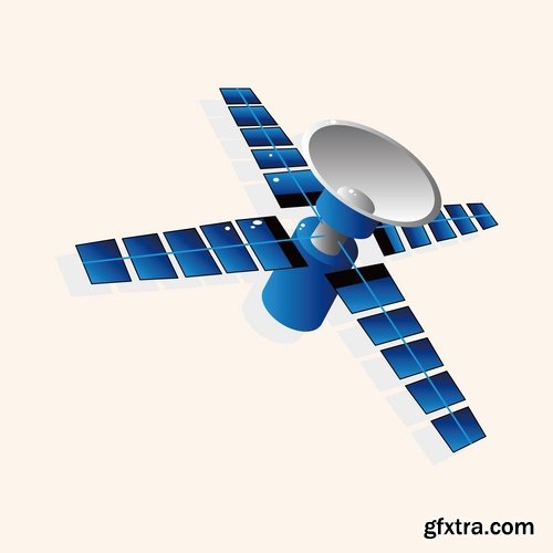 Collection of vector image communication satellite telemetry high-tech technology 25 Eps