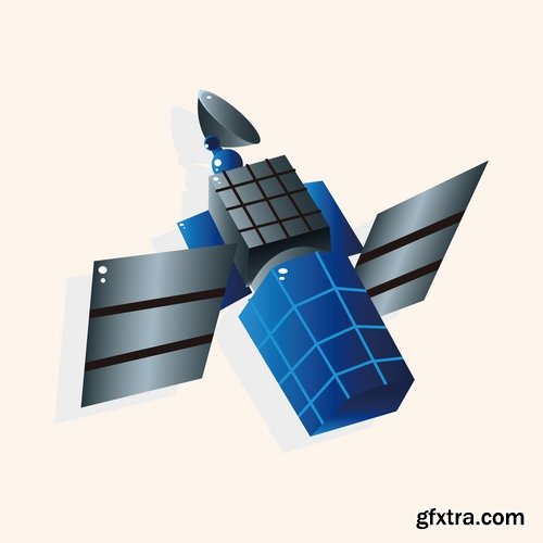 Collection of vector image communication satellite telemetry high-tech technology 25 Eps