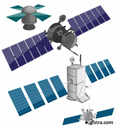 Collection of vector image communication satellite telemetry high-tech technology 25 Eps