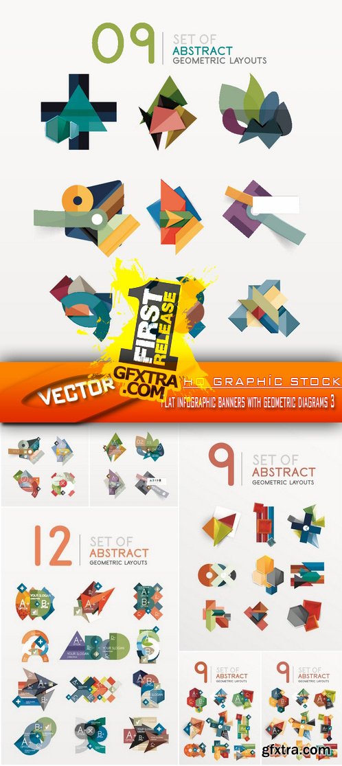 Stock Vector - Flat infographic banners with geometric diagrams 3