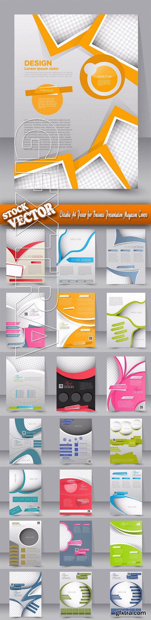 Stock Vector - Editable A4 Poster for Business Presentation Magazine Covers, 45EPS