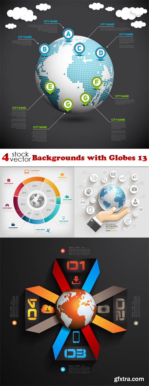 Vectors - Backgrounds with Globes 13