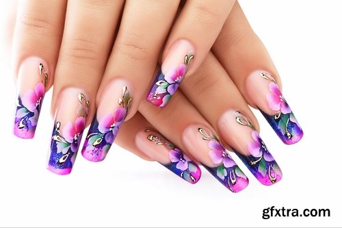 Collection of make-up manicure nail pattern on the nail 25 HQ Jpeg