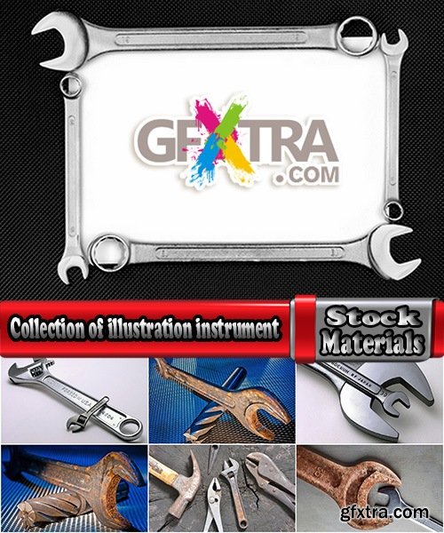 Collection of illustration instrument nut wrench tool mechanic 25 HQ Jpeg