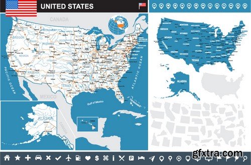 Stock Vectors - World maps 2, 25xEPS