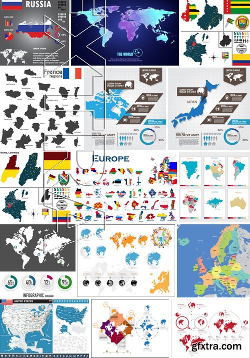 Stock Vectors - World maps 2, 25xEPS