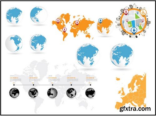 Stock Vectors - World maps 2, 25xEPS