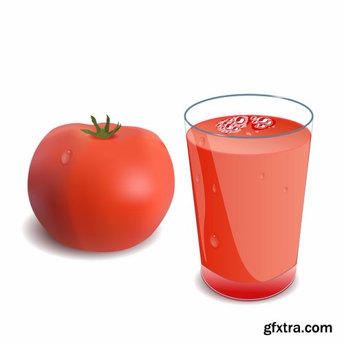 Collection of vector image of tomato juice tomato glass beaker 25 Eps