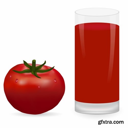 Collection of vector image of tomato juice tomato glass beaker 25 Eps