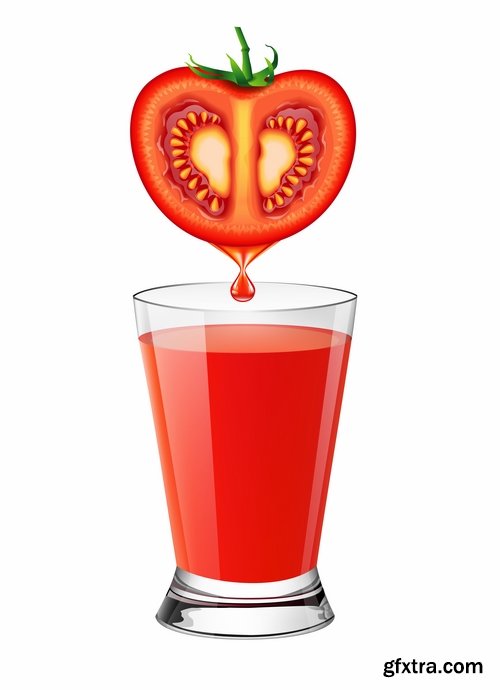 Collection of vector image of tomato juice tomato glass beaker 25 Eps