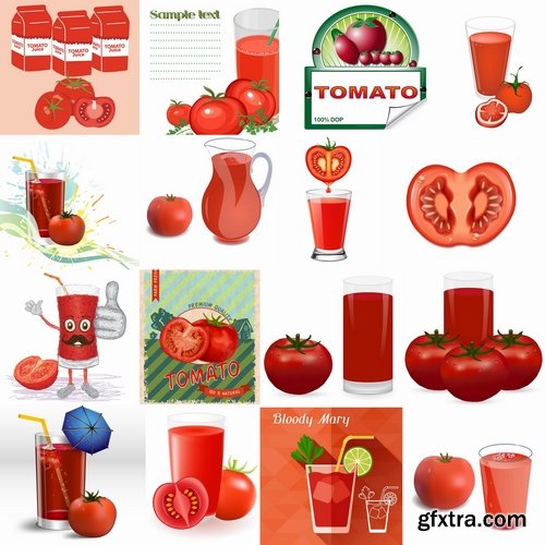 Collection of vector image of tomato juice tomato glass beaker 25 Eps