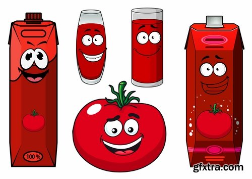 Collection of vector image of tomato juice tomato glass beaker 25 Eps