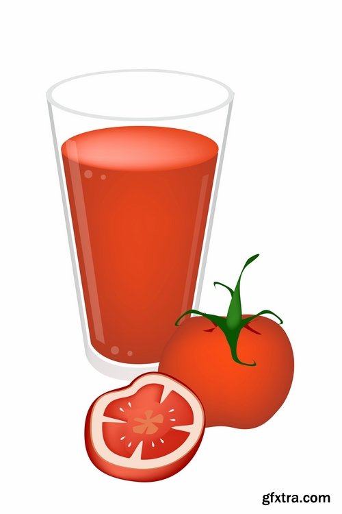 Collection of vector image of tomato juice tomato glass beaker 25 Eps